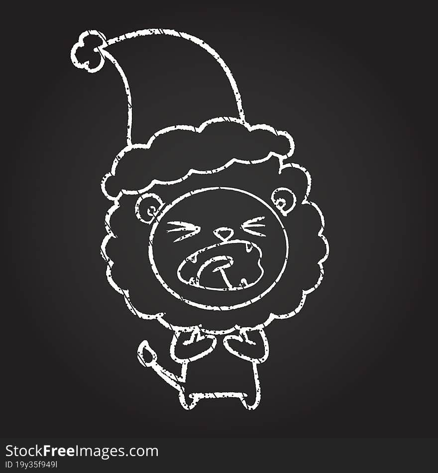 Christmas Lion Chalk Drawing