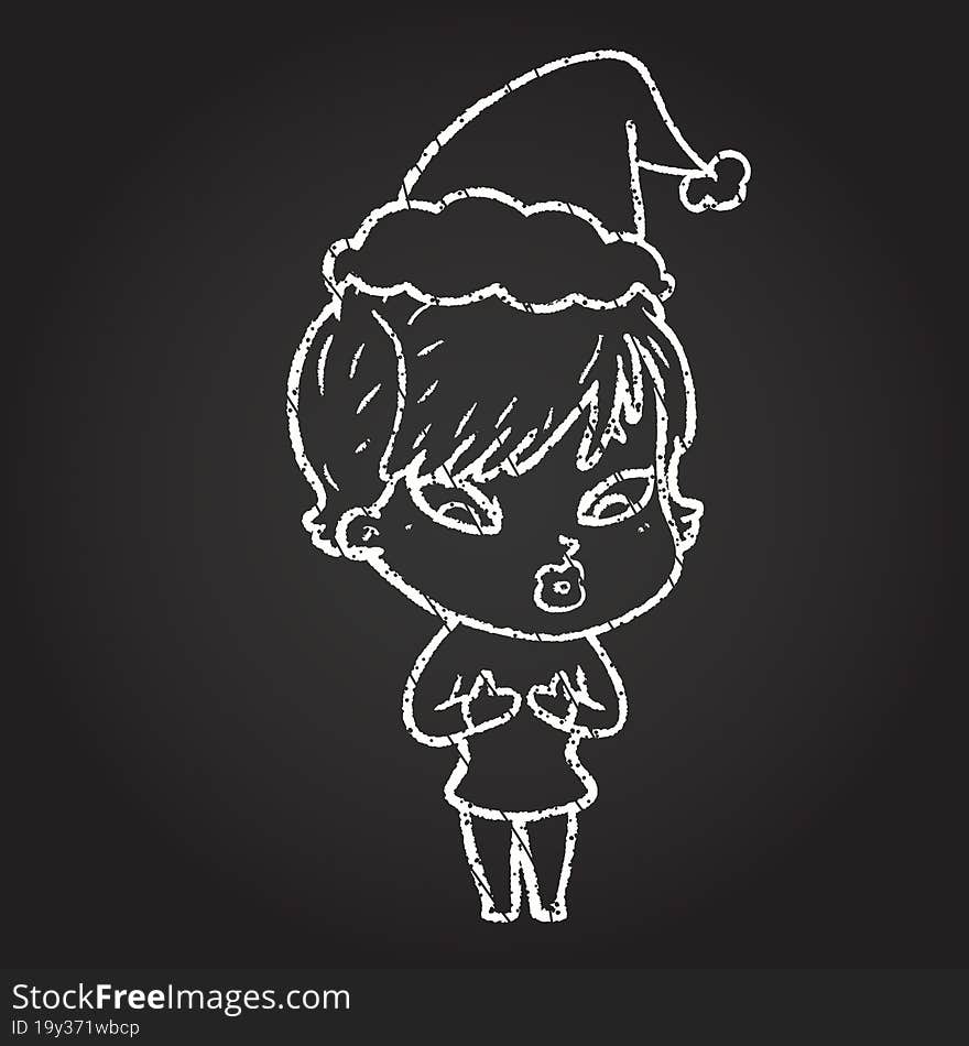 Festive Woman Chalk Drawing