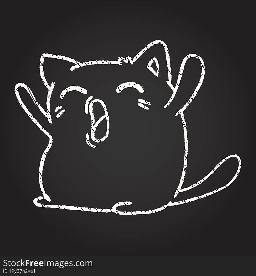 Singing Cat Chalk Drawing