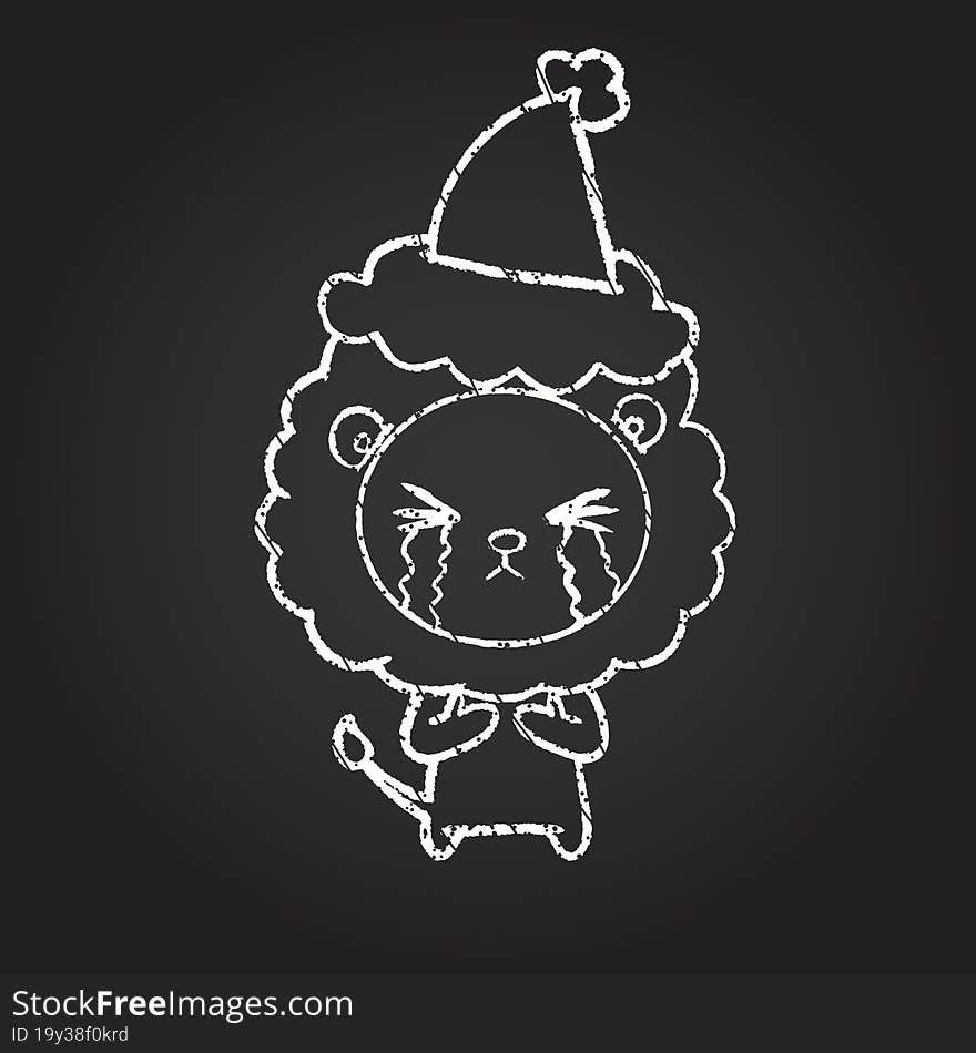 Christmas Lion Chalk Drawing