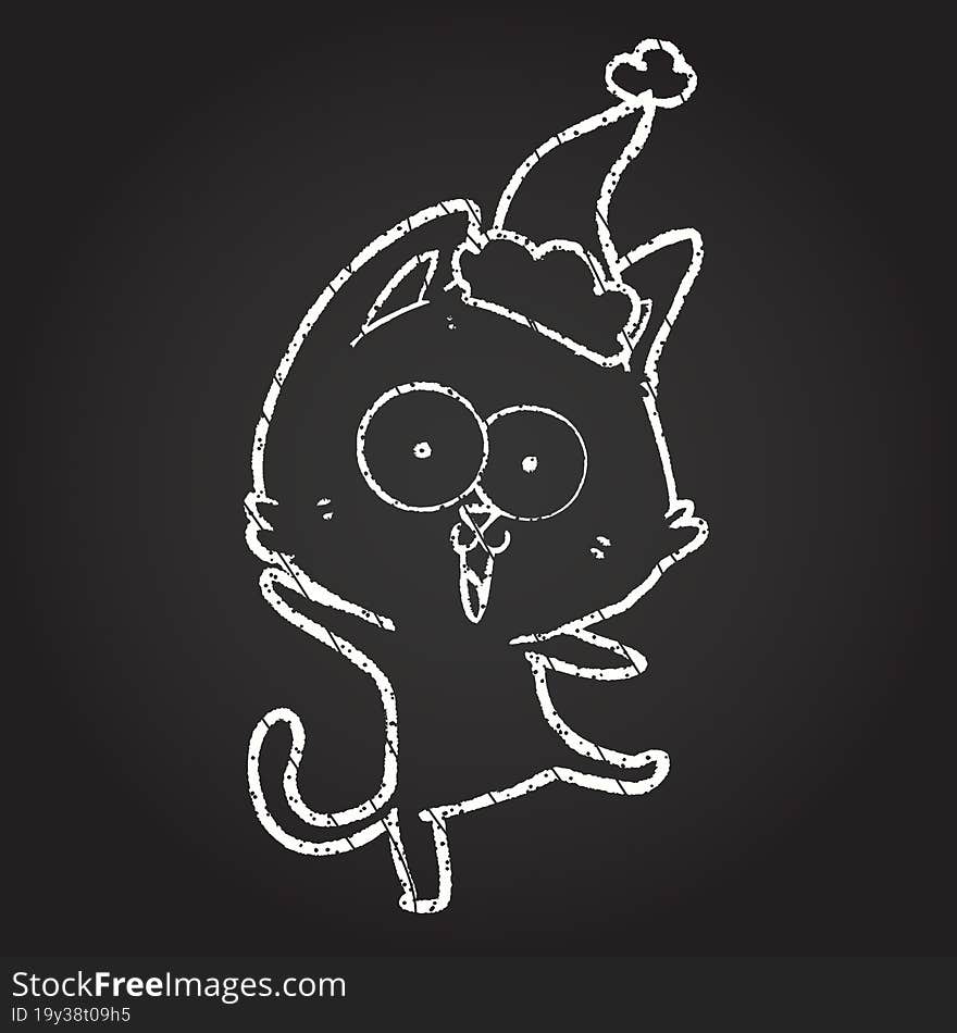 Christmas Cat Chalk Drawing