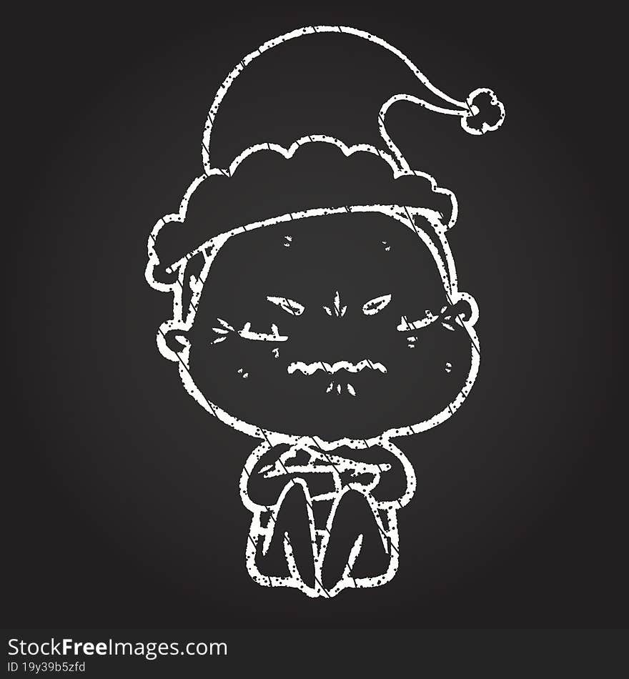 Festive Woman Chalk Drawing