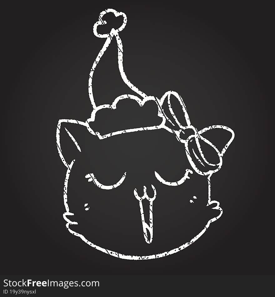 Christmas Cat Chalk Drawing