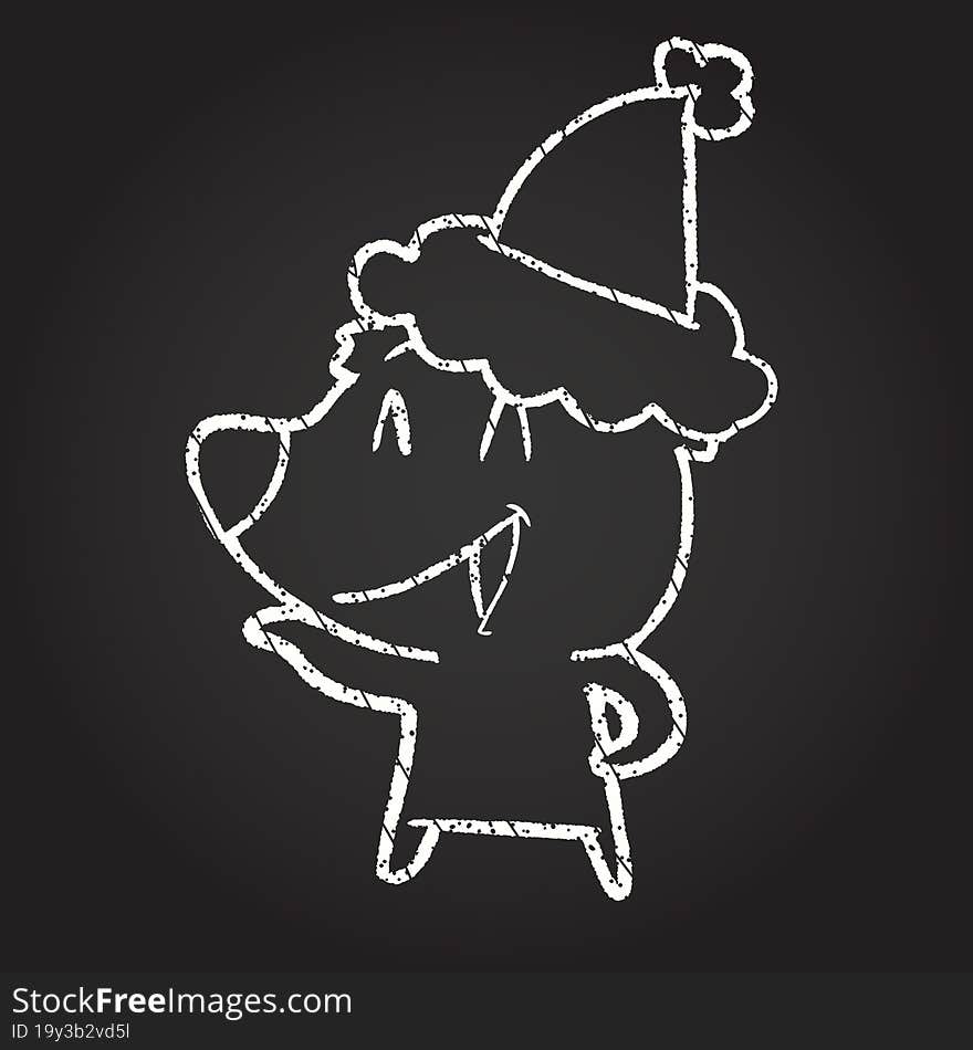 Christmas Bear Chalk Drawing