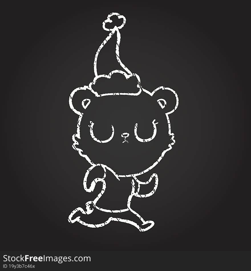 Festive Bear Chalk Drawing