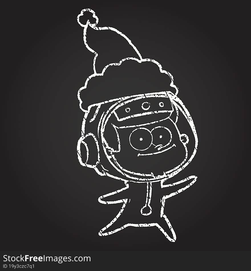 Christmas Astronaut Chalk Drawing