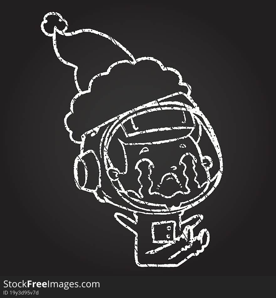 Christmas Astronaut Chalk Drawing