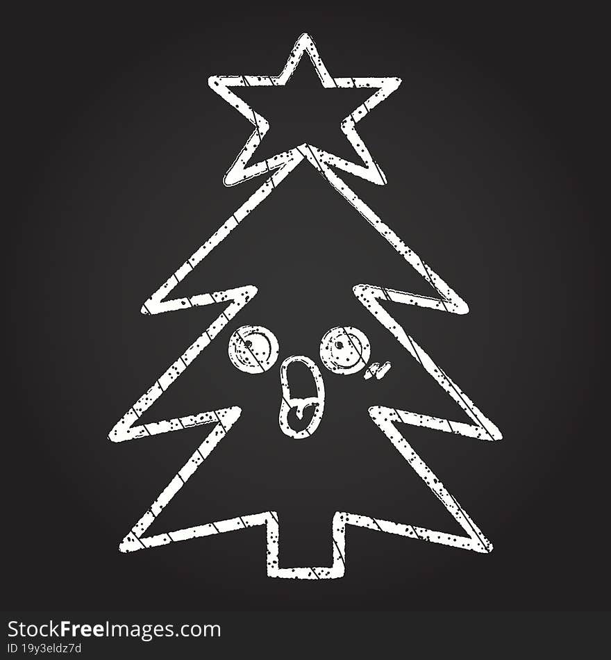 Christmas Tree Chalk Drawing