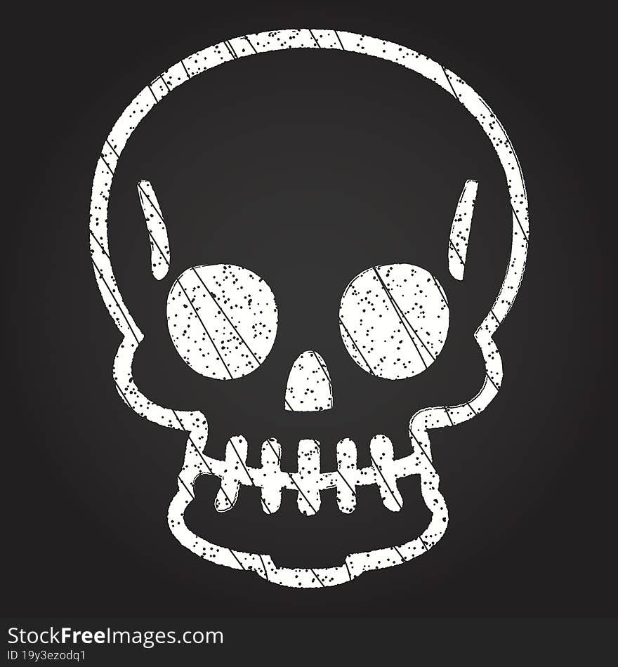 Spooky Skull Chalk Drawing