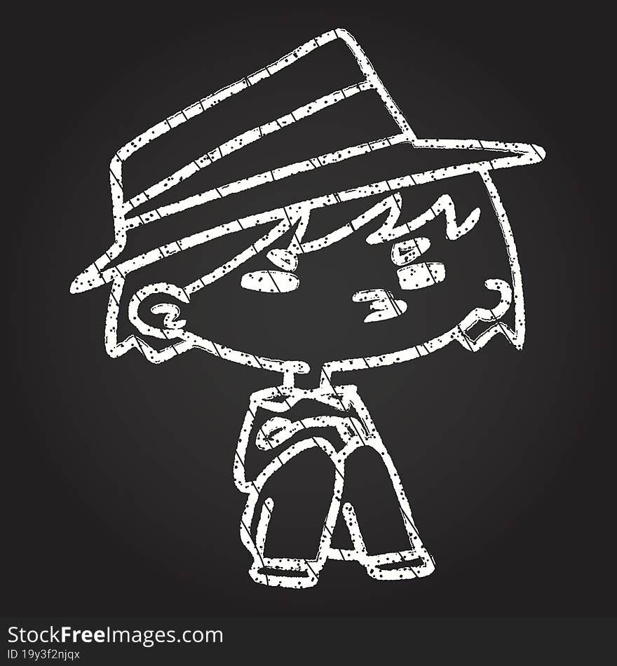 Fashionable Boy Chalk Drawing