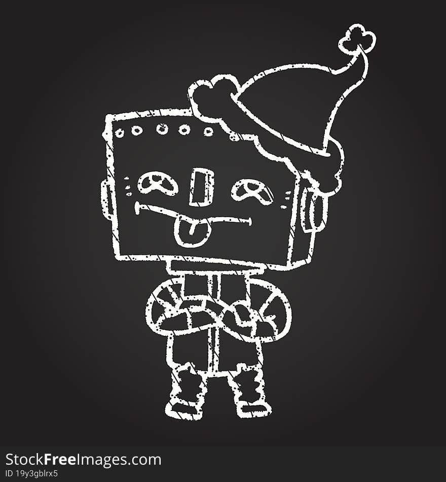 Festive Robot Chalk Drawing