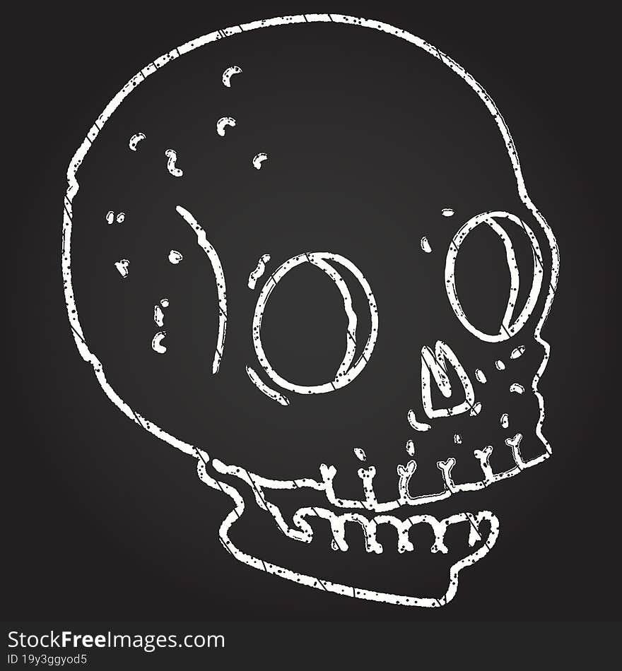 Spooky Skull Chalk Drawing