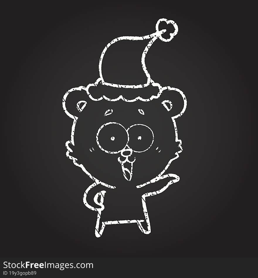 Christmas Bear Chalk Drawing