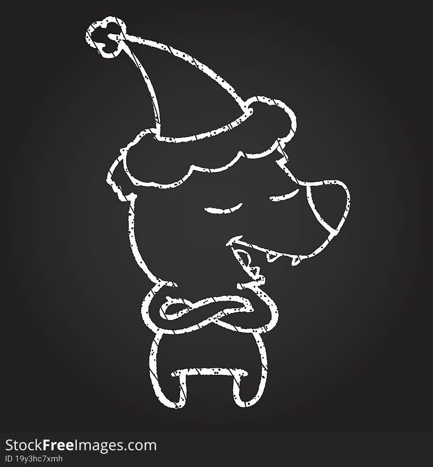 Christmas Bear Chalk Drawing