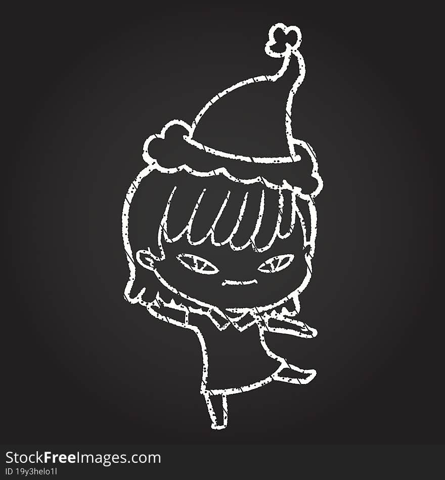 Festive Woman Chalk Drawing