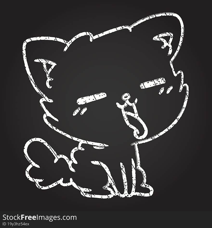 Happy Cat Chalk Drawing