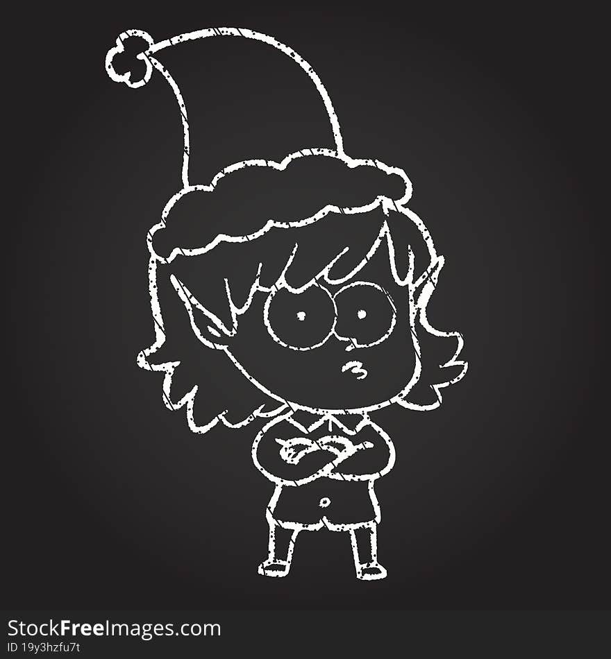 Christmas Elf Chalk Drawing