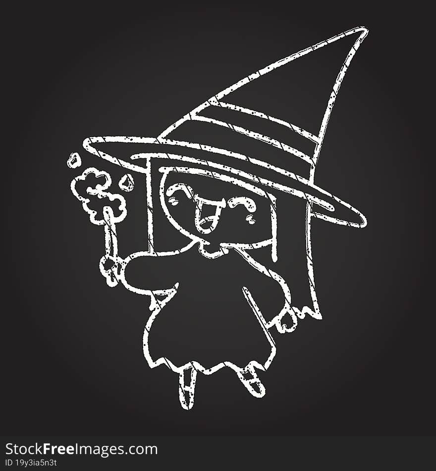 Happy Witch Chalk Drawing