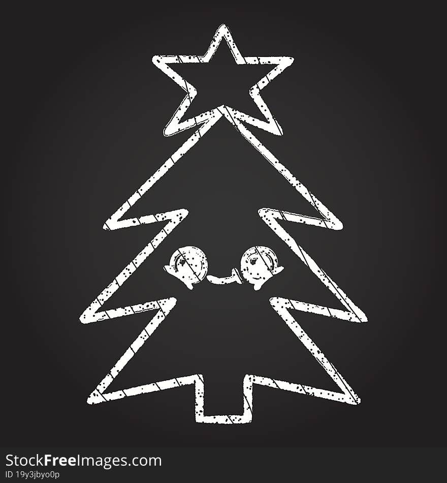 Christmas Tree Chalk Drawing