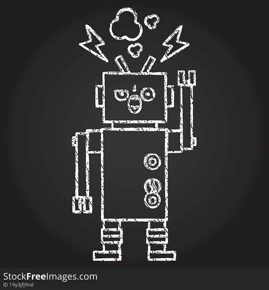 Waving Robot Chalk Drawing