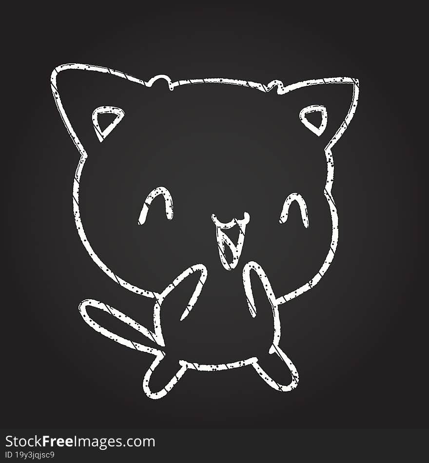 Happy Cat Chalk Drawing