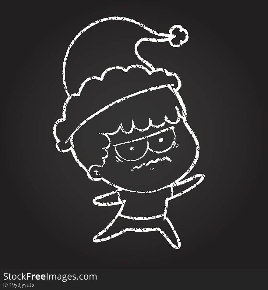 Christmas Man Chalk Drawing