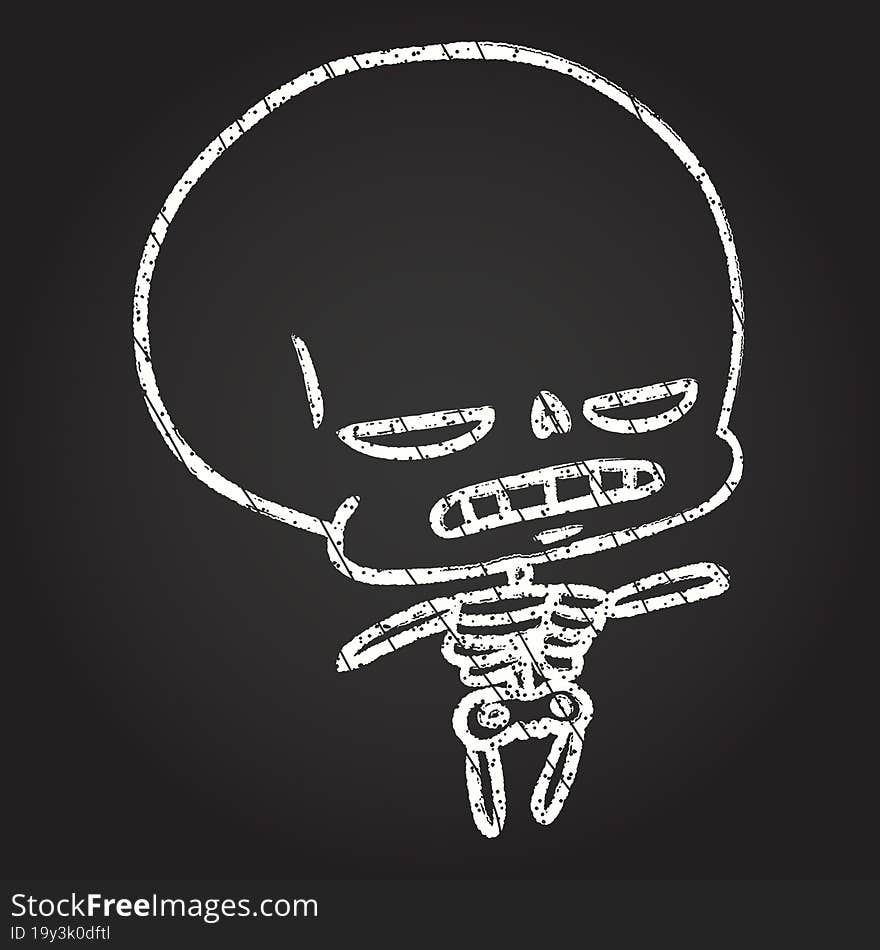 Angry Skeleton Chalk Drawing