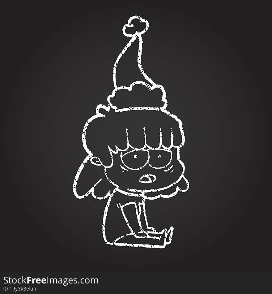 Festive Woman Chalk Drawing