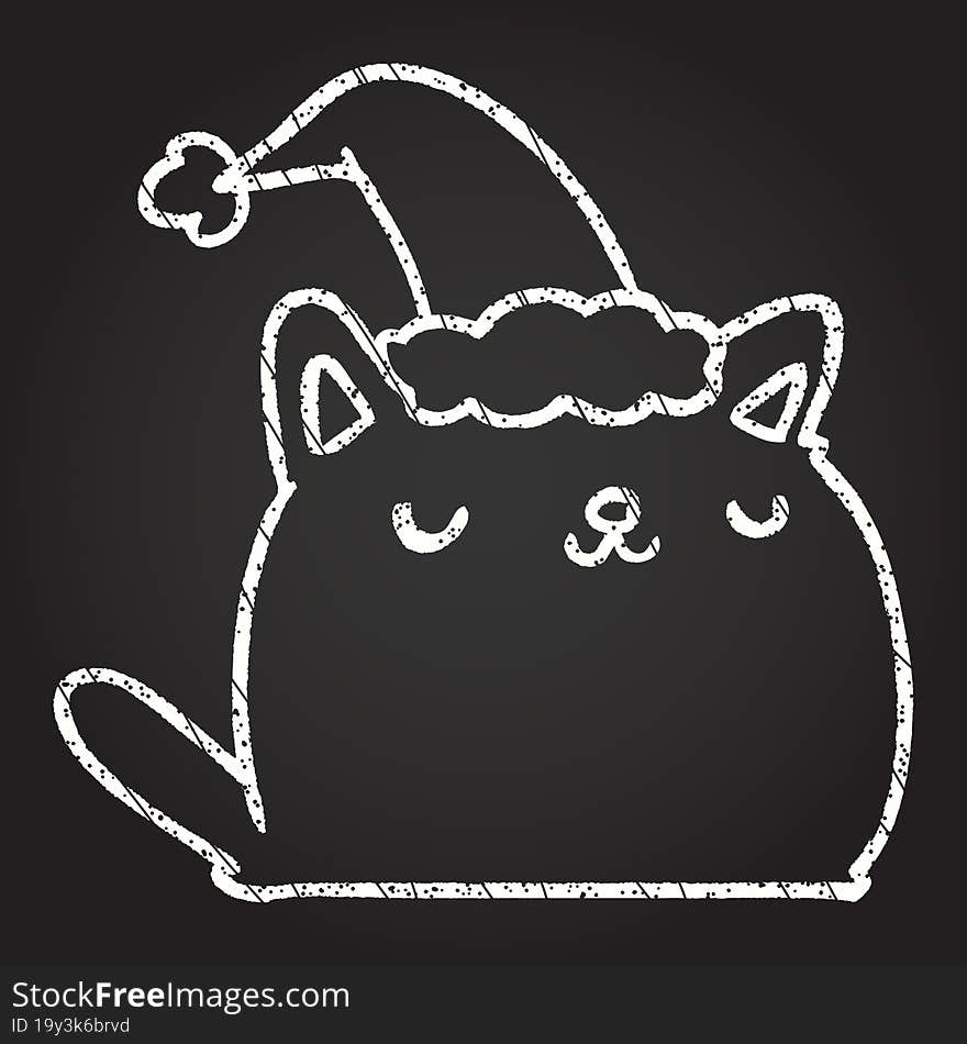 Christmas Cat Chalk Drawing