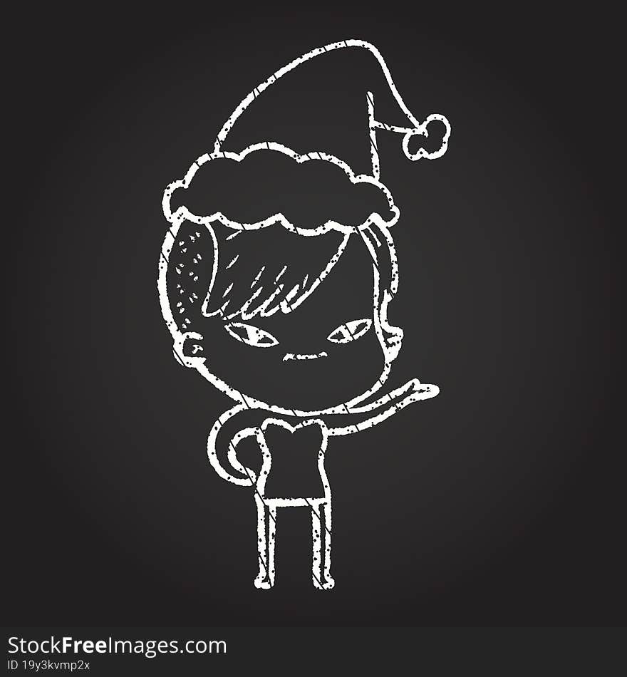 Festive Woman Chalk Drawing