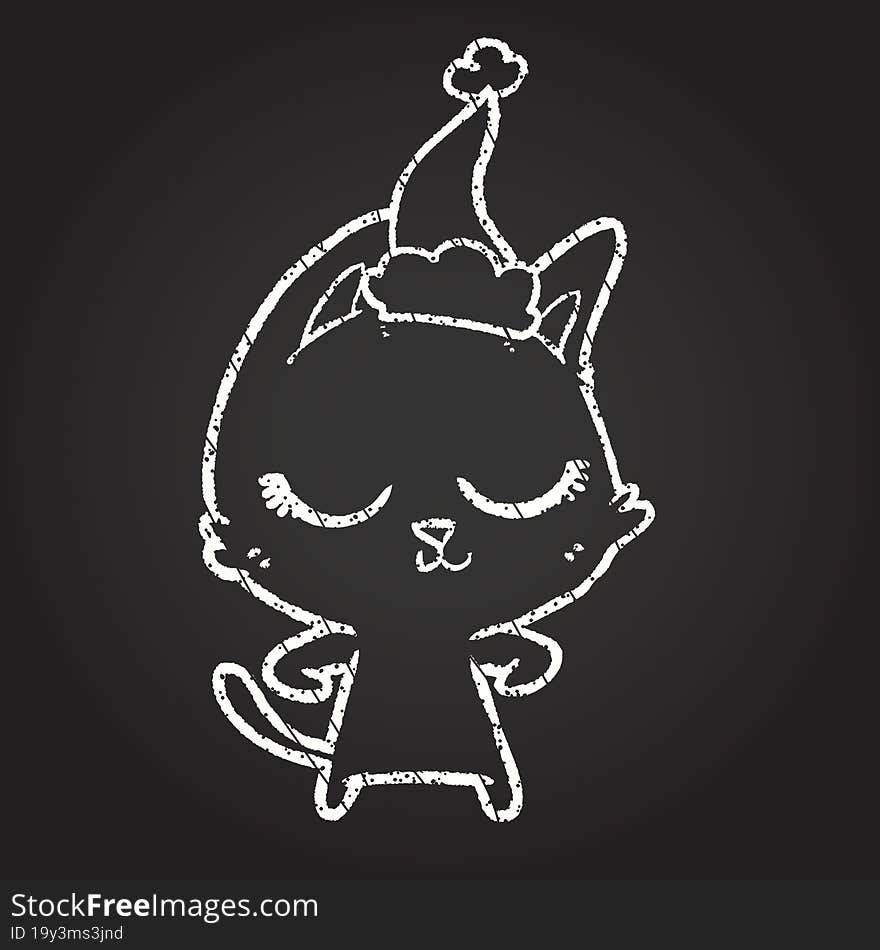 Christmas Cat Chalk Drawing