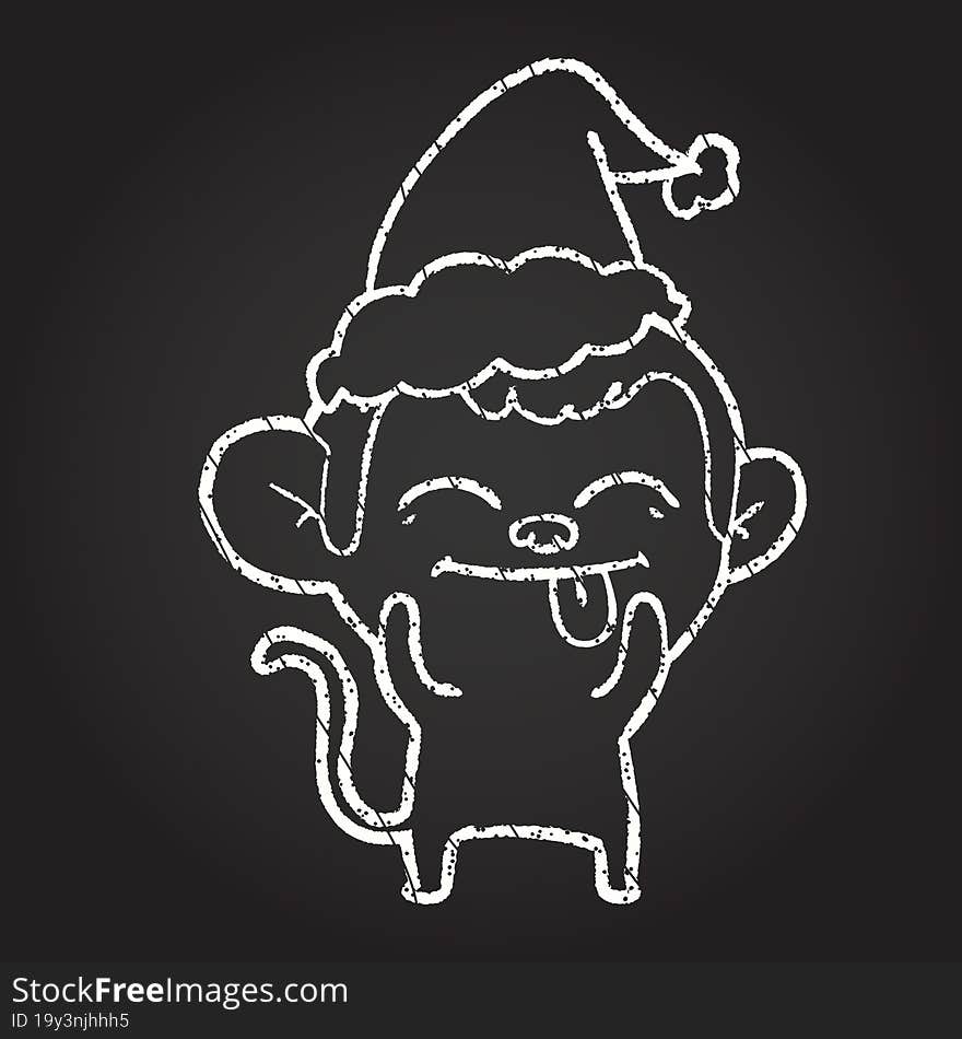 Christmas Monkey Chalk Drawing