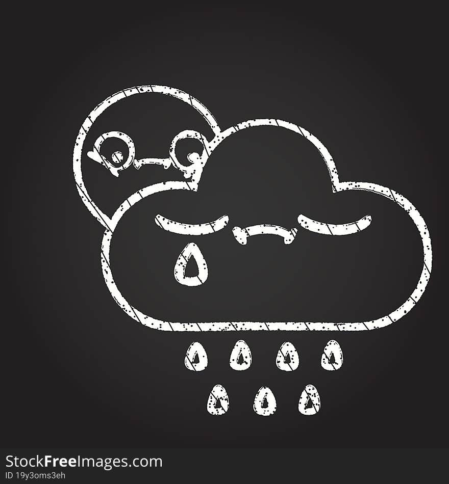 Crying Cloud Chalk Drawing