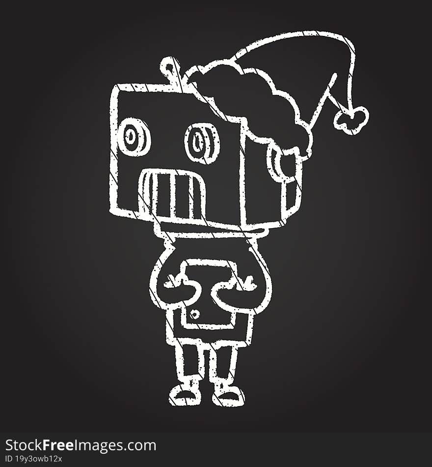 Christmas Robot Chalk Drawing