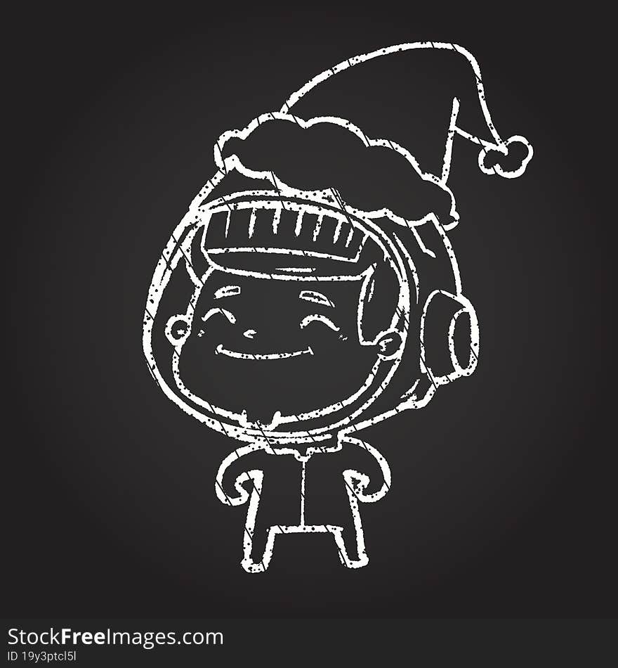 Christmas Astronaut Chalk Drawing