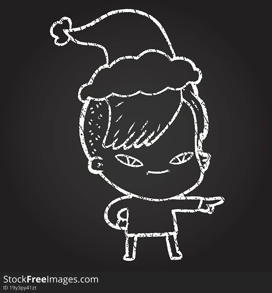 Festive Woman Chalk Drawing