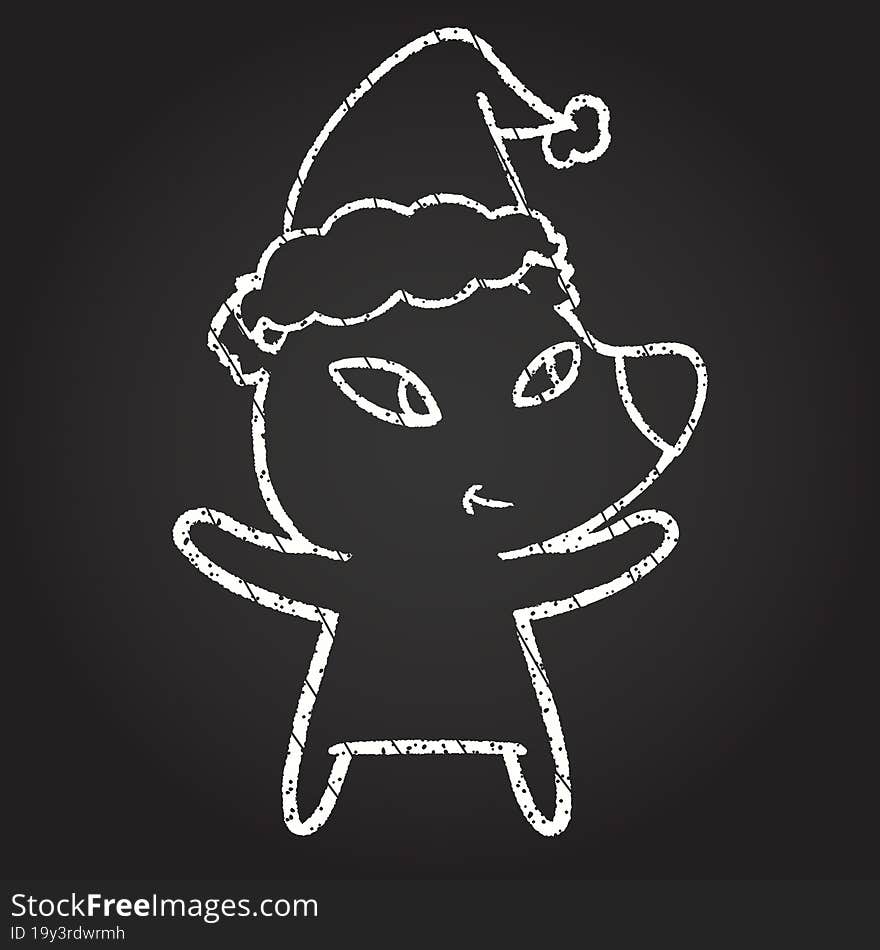 Christmas Bear Chalk Drawing