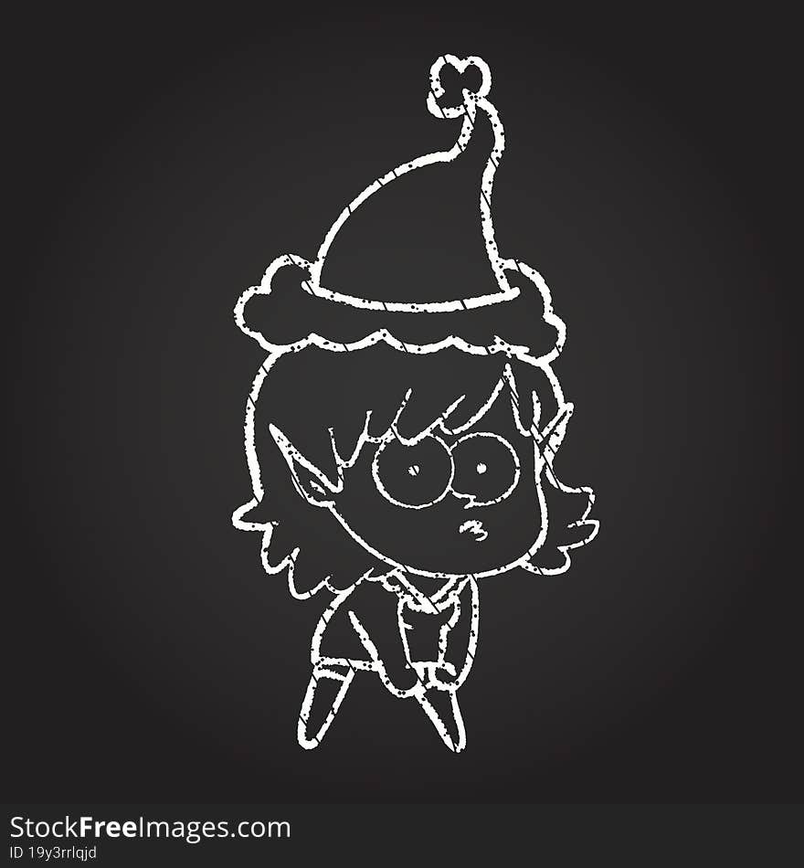 Christmas Elf Chalk Drawing