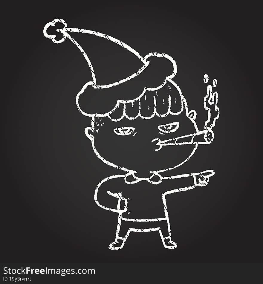 Christmas Man Chalk Drawing