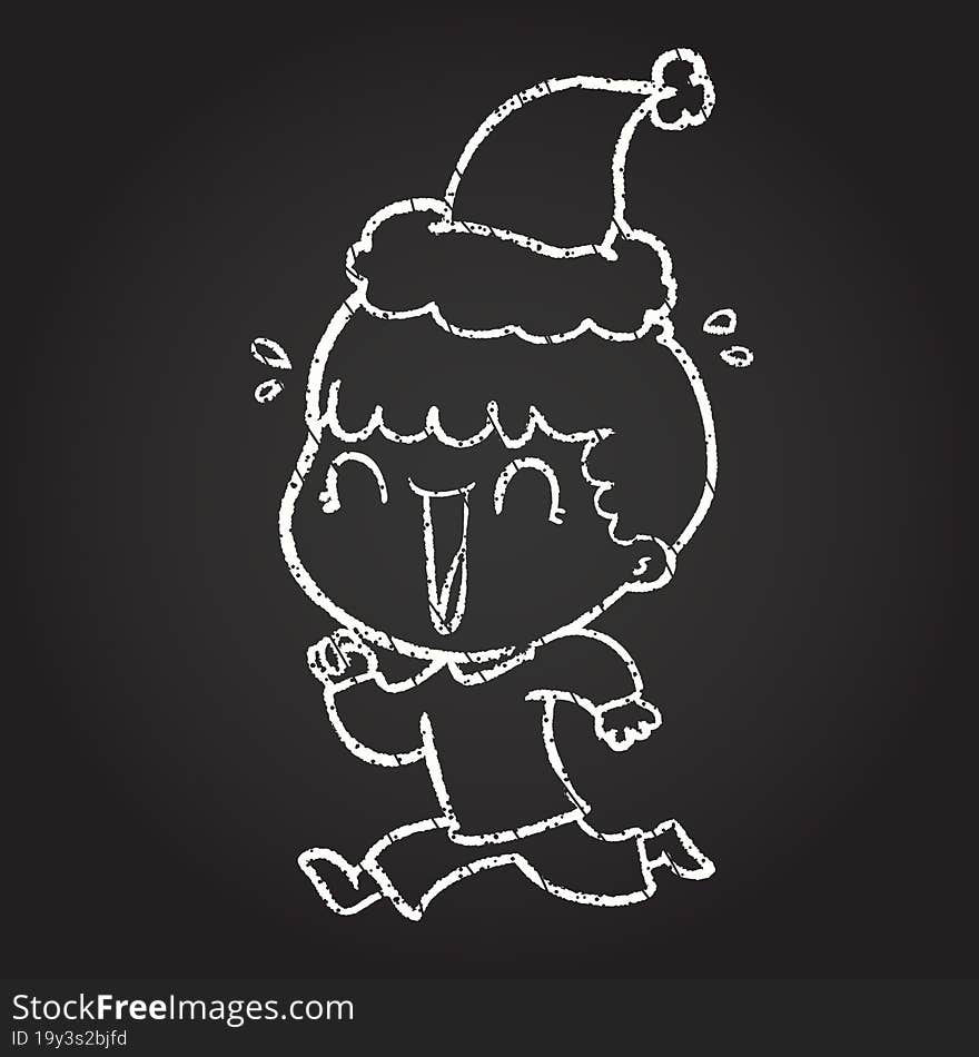 Christmas Boy Chalk Drawing