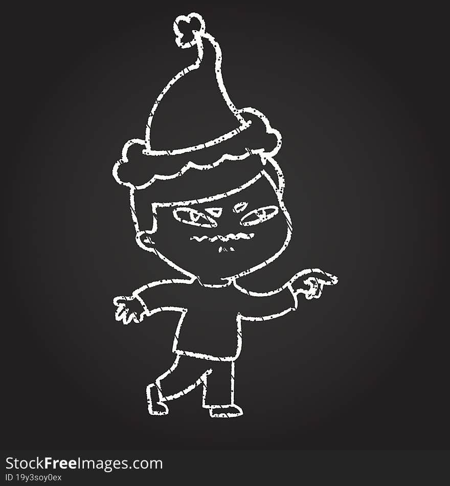 Christmas Man Chalk Drawing