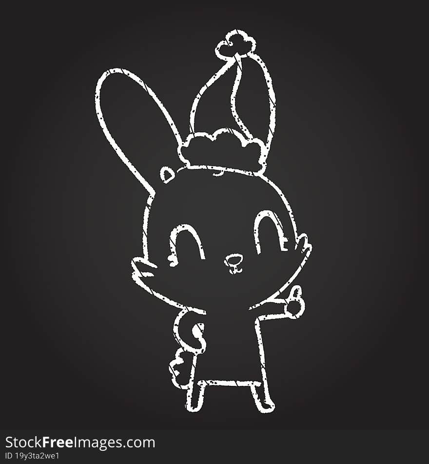 Christmas Rabbit Chalk Drawing