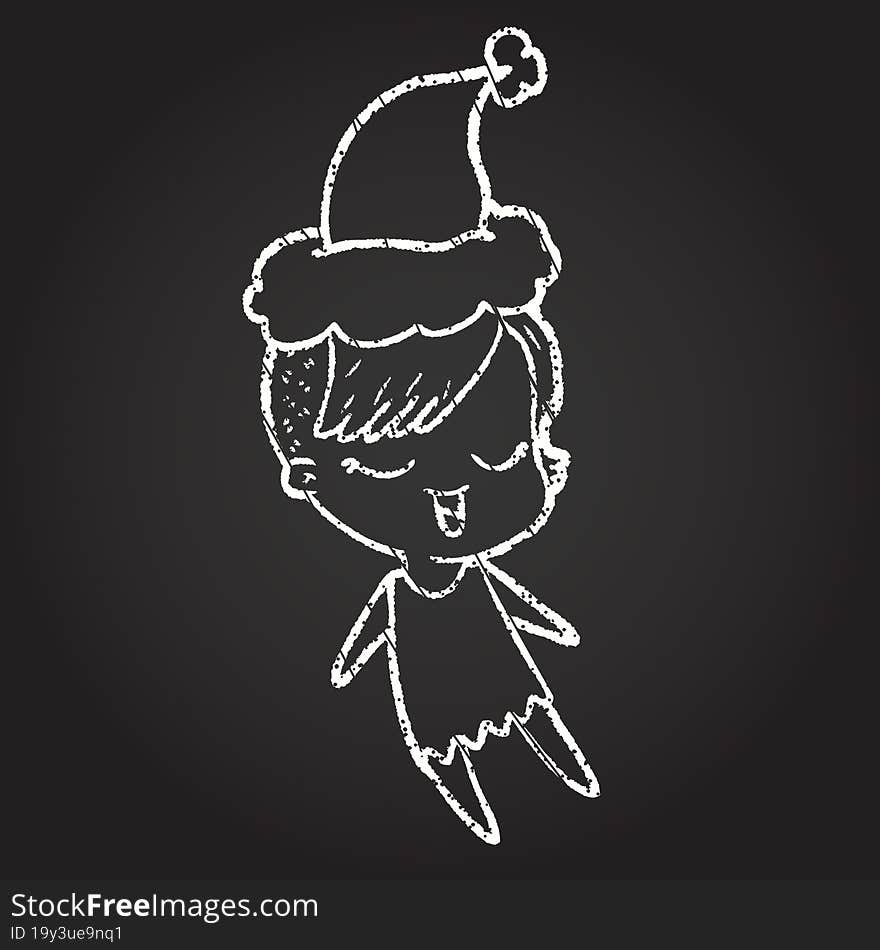 Festive Woman Chalk Drawing