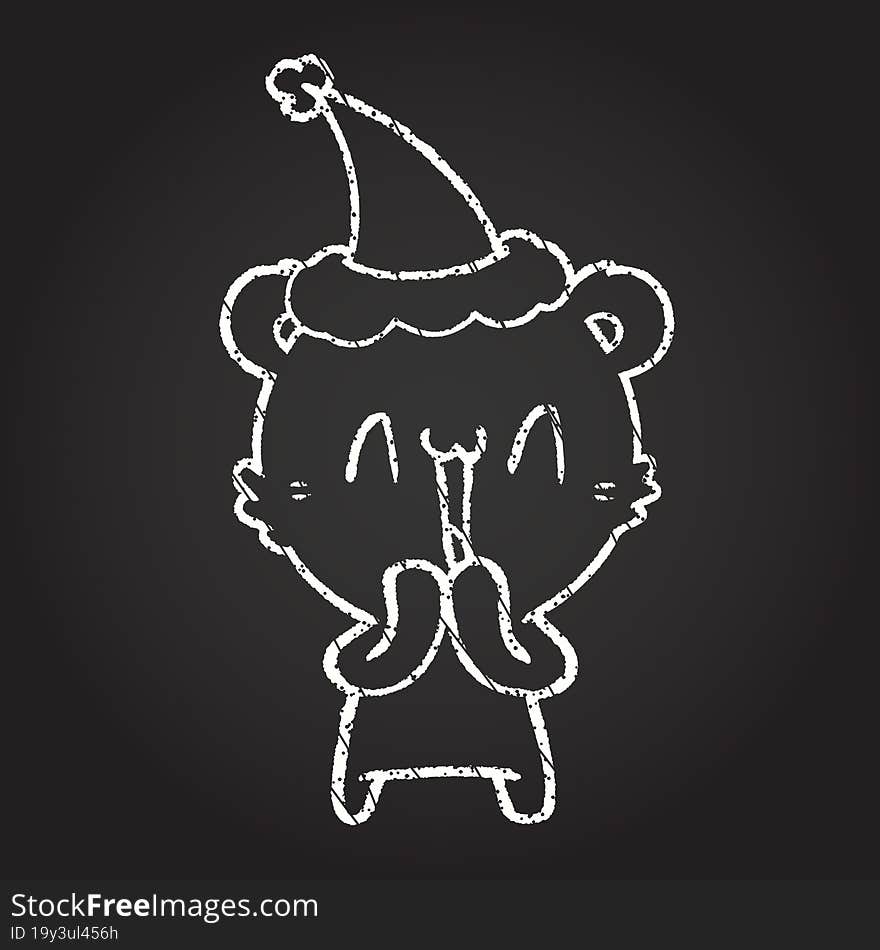 Christmas Bear Chalk Drawing