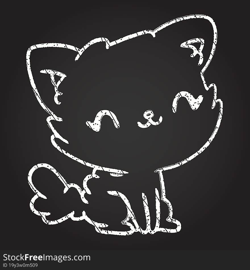 Cute Cat Chalk Drawing