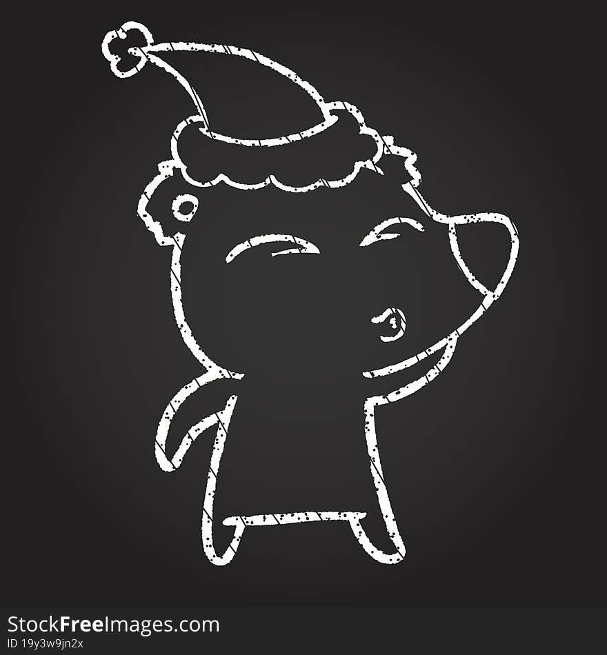 Christmas Bear Chalk Drawing