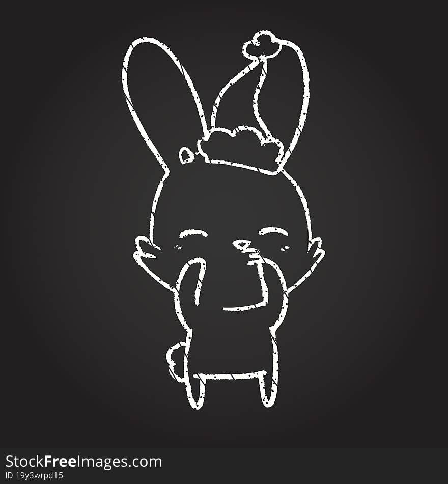 Christmas Rabbit Chalk Drawing