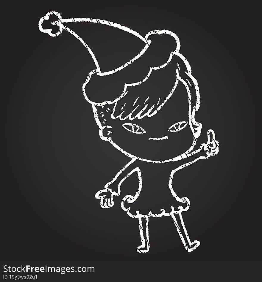 Festive Woman Chalk Drawing