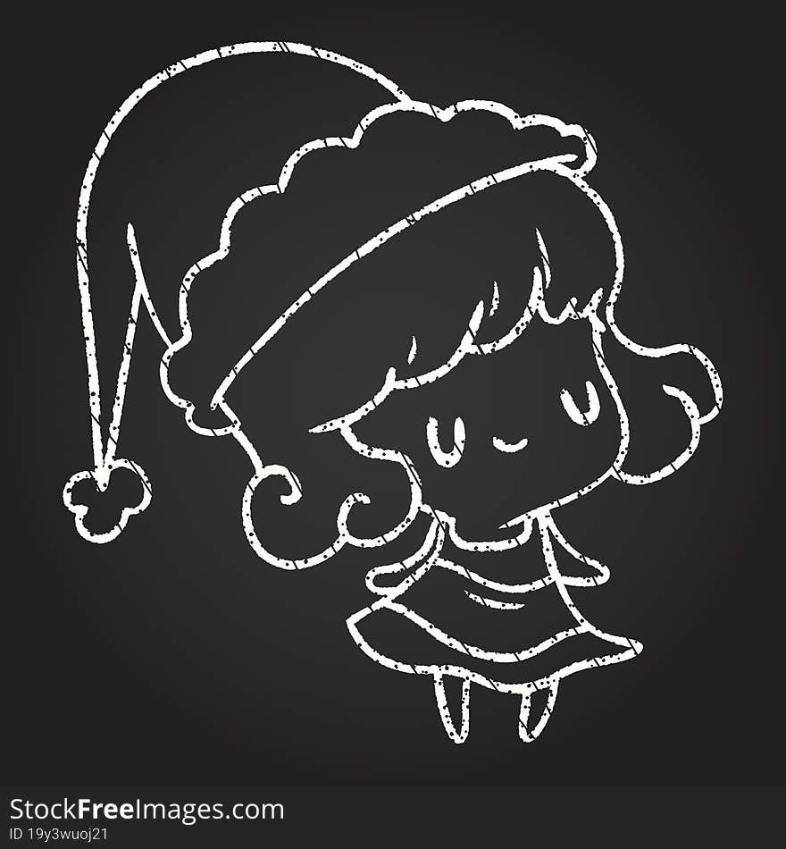 Festive Woman Chalk Drawing