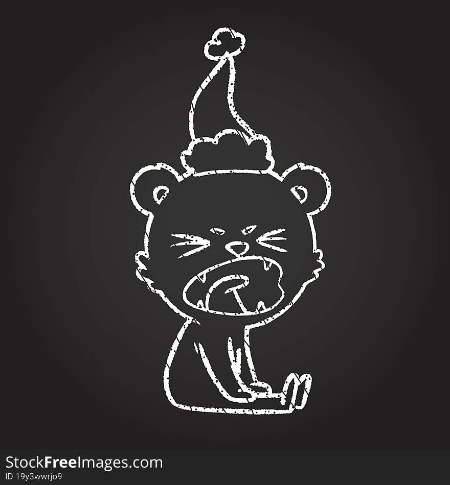 Christmas Bear Chalk Drawing